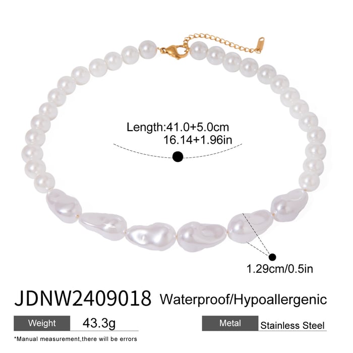 1 piece classic series elegant beads stainless steel  gold plated artificial pearl women beaded necklaces Picture2