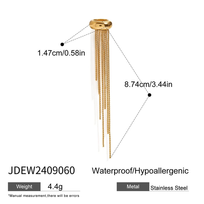 1 pair simple series retro tassel stainless steel  gold plated women clip-on earrings h5Picture2