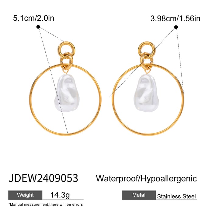 1 pair simple series elegant geometric stainless steel  gold plated artificial pearl women drop earrings h5Picture2