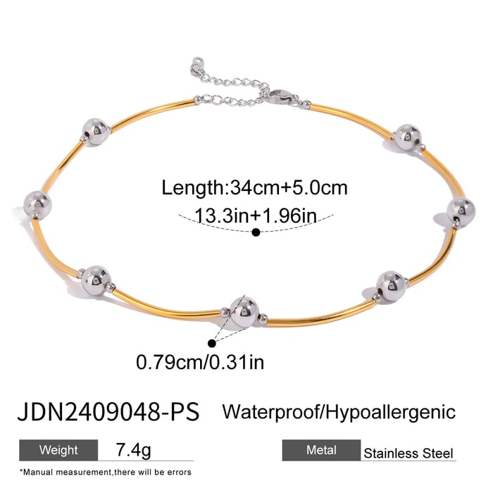 1 piece simple series casual geometric stainless steel  gold plated women chain necklaces h5Picture2