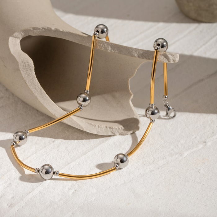 1 piece simple series casual geometric stainless steel  gold plated women chain necklaces