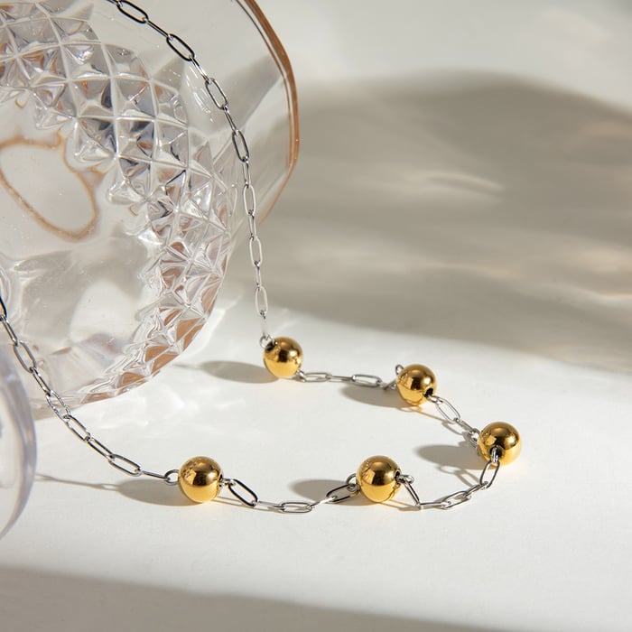 1 piece simple series casual geometric stainless steel  gold plated women chain necklaces
