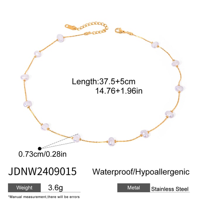 1 piece simple series sweet geometric stainless steel  gold plated artificial pearl women chain necklaces h5Picture2