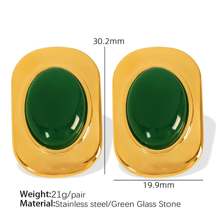 1 pair classic series retro geometric stainless steel  gold plated women stud earrings h5Picture2