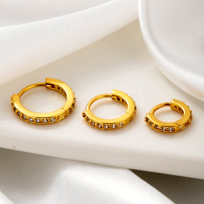 1 Piece Simple Series Simple Geometric Copper No Plating Material Zircon Women Hoop Earrings h5Picture2