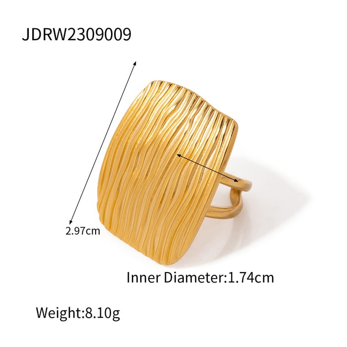1 par de anillos individuales para mujer de acero inoxidable chapados en oro de 18 quilates con diseño cuadrilátero de . Imagen2
