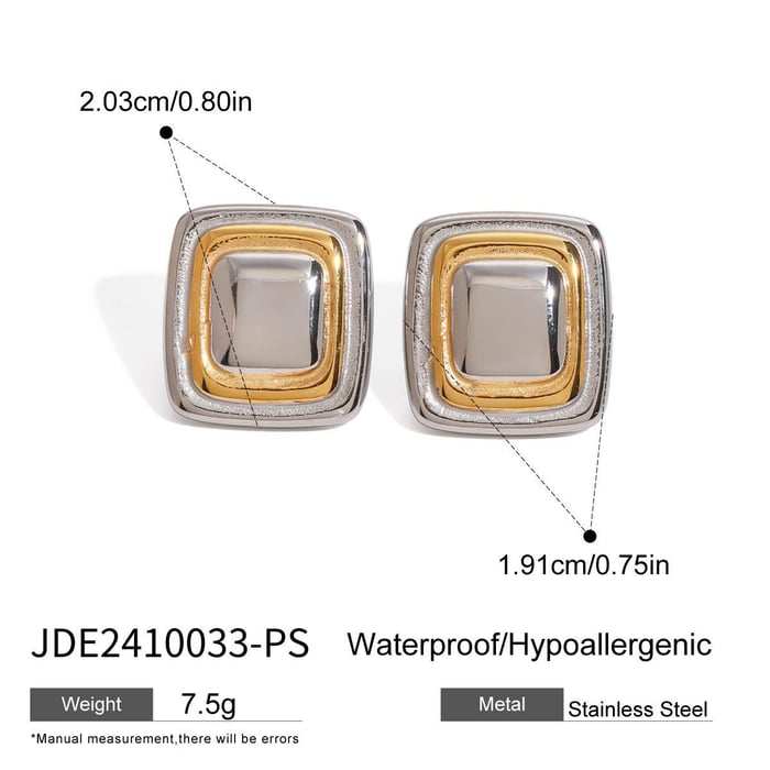 1 Paar Simple Series Einfache viereckige Ohrstecker aus Edelstahl 18 Karat vergoldet für Damen h5Bild2