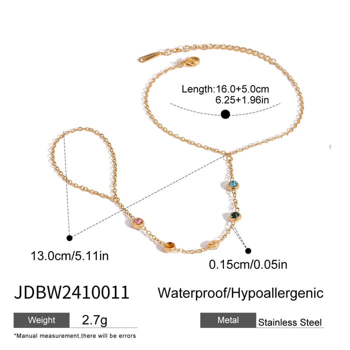 1 piece luxurious series sweet line stainless steel  gold plated rhinestone women chain bracelets h5Picture2