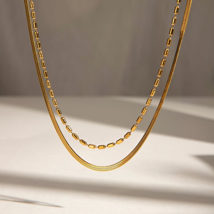 1 piece simple series simple line stainless steel  gold plated women layered necklaces