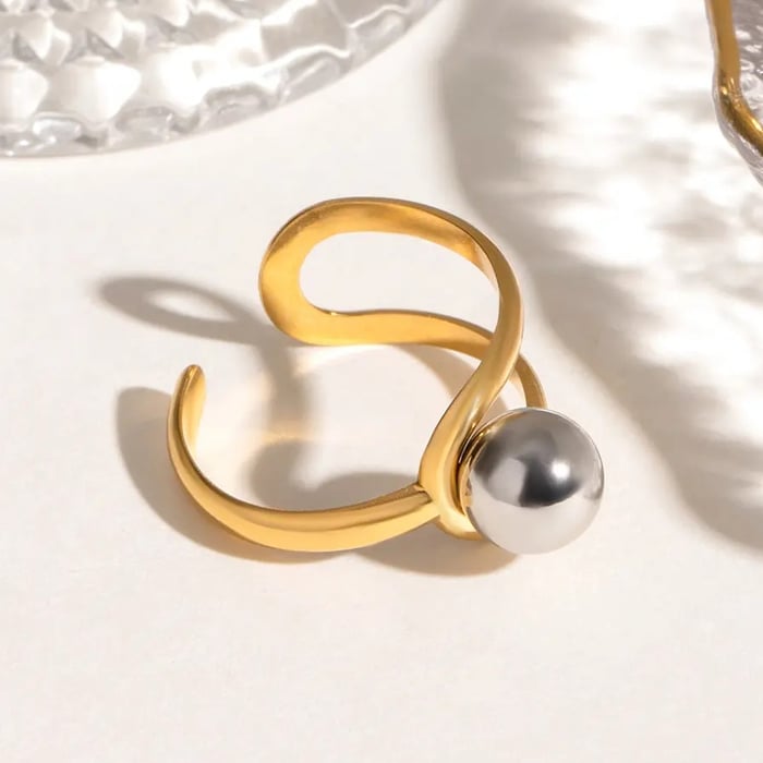 1 Paar Simple Series Daily Line Edelstahl 18 Karat vergoldete verstellbare Damenringe