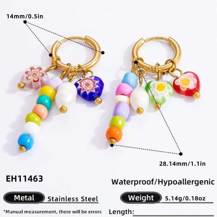 1 pair romantic series cute heart stainless steel  gold color plated glass women's drop earrings h5Picture2
