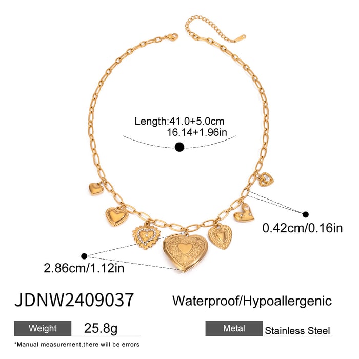 1 Piece Classic Series Fashionable Heart Shape Stainless Steel Gold Color Women's DIY Pendant Necklaces h5Picture2
