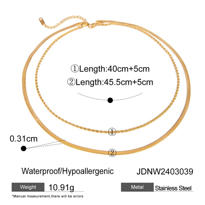 1 Stück Simple Series Lässige ringförmige Edelstahl-Halsketten mit 18 Karat Goldbeschichtung für Damen h5Bild2