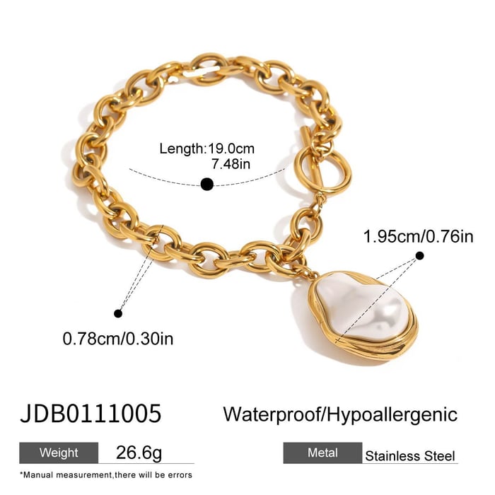 1 stück romantische serie elegante unregelmäßige edelstahl vergoldet frauen charm armbänder h5Bild2