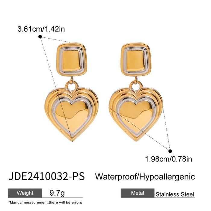 1 Paar Tropfenohrringe aus Edelstahl der Romantic Series mit klassischem Herzdesign, 18 Karat vergoldet h5Bild2