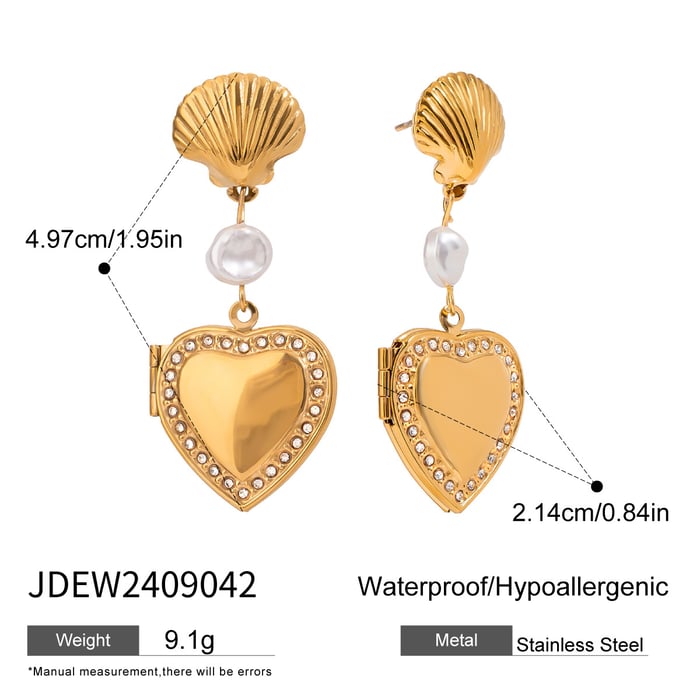 1 Pair Luxurious Series Retro Seashell Stainless Steel Gold Color Women's DIY Drop Earrings h5Picture2
