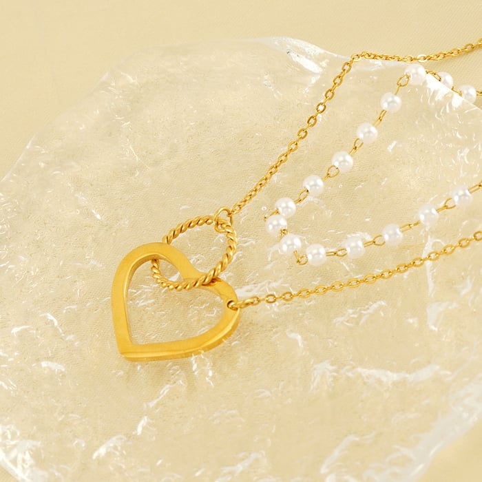 1 Piece Simple Series Love Annular Stainless Gold Color Women's Pendant Necklace h5Picture2