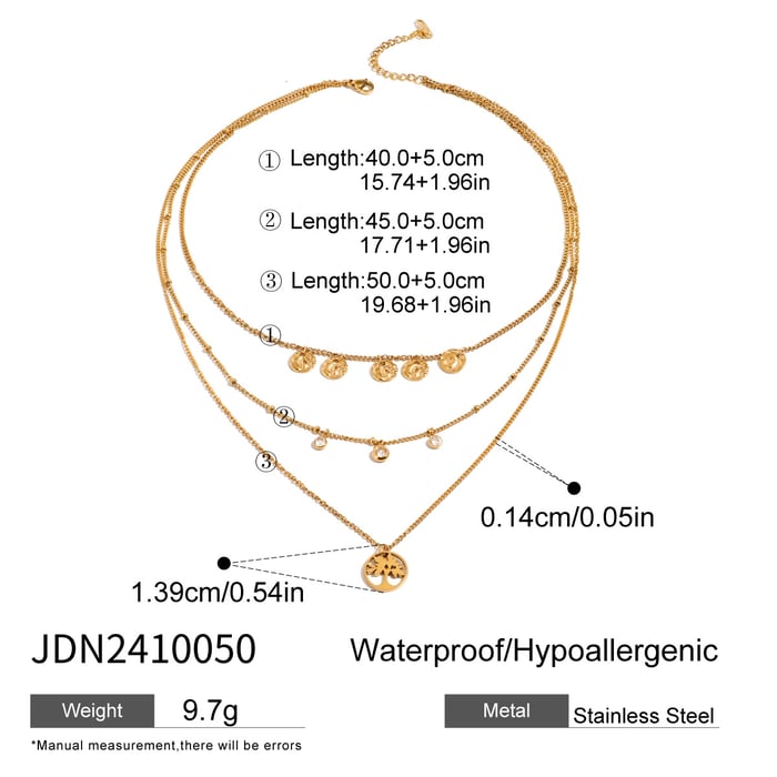 1 Piece Natural Series Elegant Tree Stainless Steel Gold Color Women's Layered Necklaces