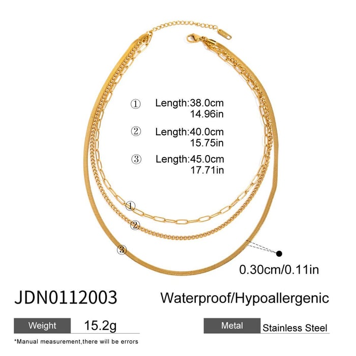 1 Piece Modern Series Daily Line Stainless Steel Gold Color Chic Women's Layered Necklaces