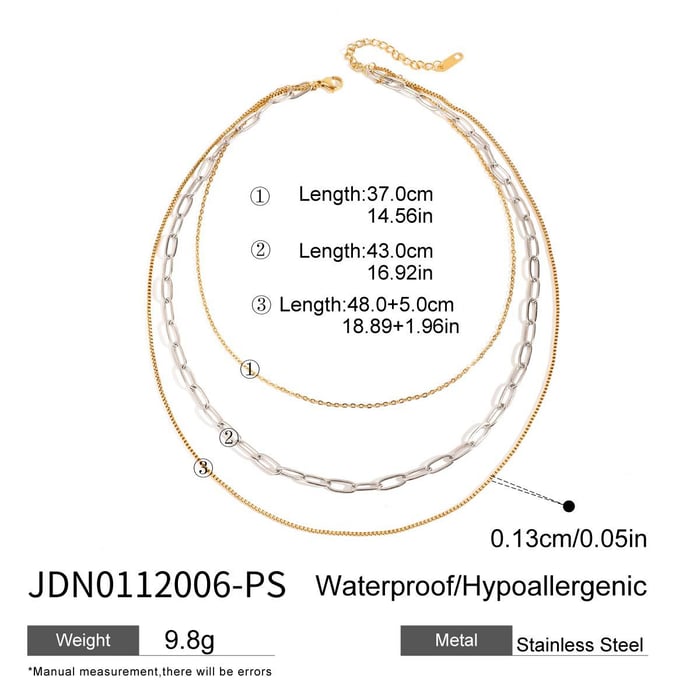 Collar de capas anular de acero inoxidable chapado en oro para mujer, serie simple, viento frío, 1 pieza
