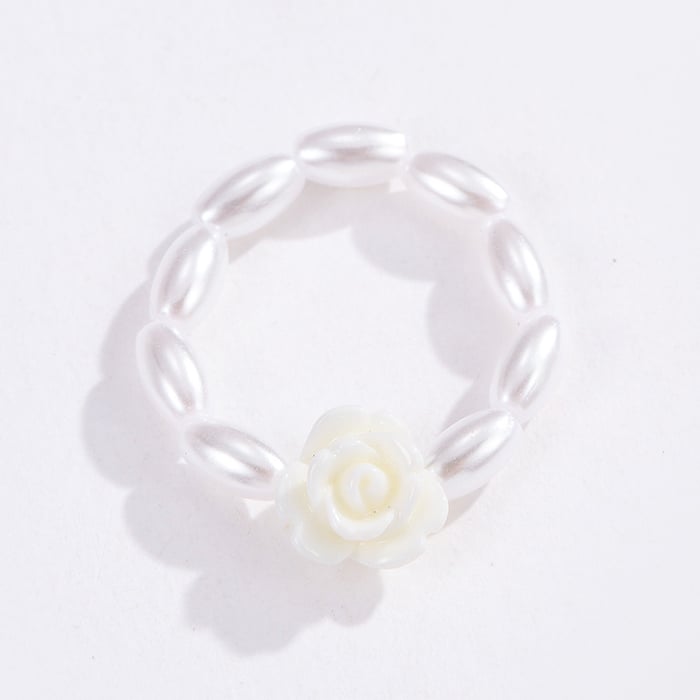 1 Piece Vacation Series Cute Mixed Polychrome Color Beads Lightweight Women's Adjustable Rings