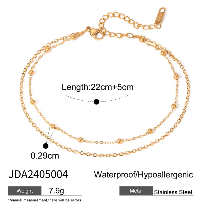 accessoires neue europäische und amerikanische nischenmode allgleiches 18 karat gold edelstahl doppelschicht runde perlenkette fußkettchen schmuck weiblich