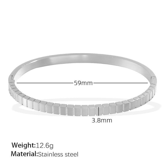 1 Stück Simple Series Klassische geometrische Edelstahl Goldfarben Strass Damen Armreifen