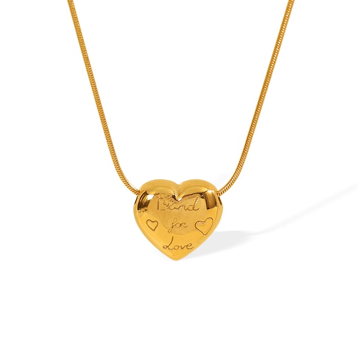 1 Piece Romantic Series Trendy Heart Shape Letter Stainless Steel Gold Color Women's Pendant Necklaces
