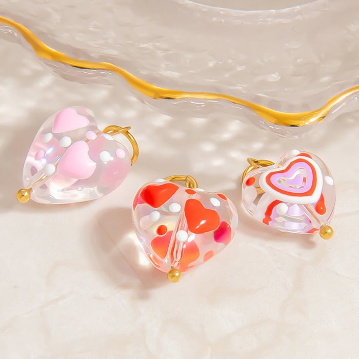 1 Stück Romantische Serie Sweet Heart Edelstahl Gold Farbe Damen Anhänger h5Bild2