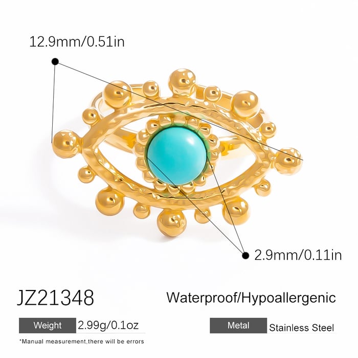 1 Stuk Luxe Serie Elegante Oog Roestvrij Staal Goudkleurige Dames Verstelbare Ringen