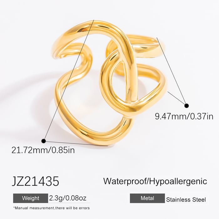 1 Stück Simple Series Classic Twist Edelstahl Goldfarben verstellbare Damenringe