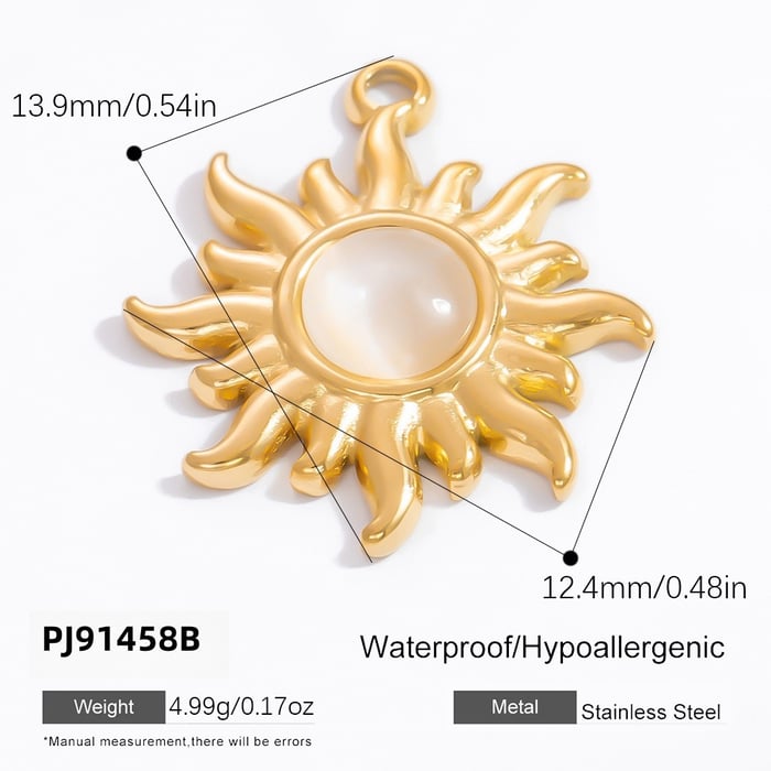 1 Stück Luxuriöse Serie Klassische Sonne/Mond Edelstahl Gold Farbe Damen Anhänger
