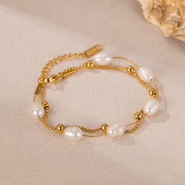 1 pezzo semplice serie giornaliera geometrica in acciaio inossidabile color oro braccialetti a catena da donna Immagine2