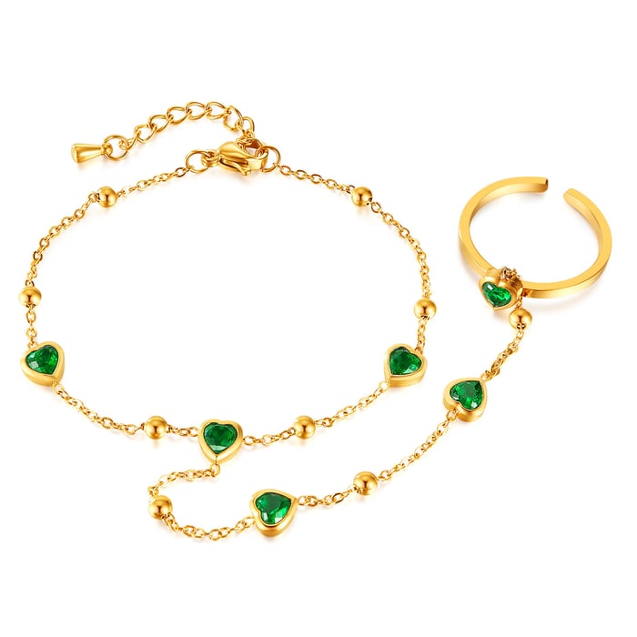 1 Stück Simple Series Daily Heart Edelstahl Goldfarben Glas Damen Kettenarmbänder