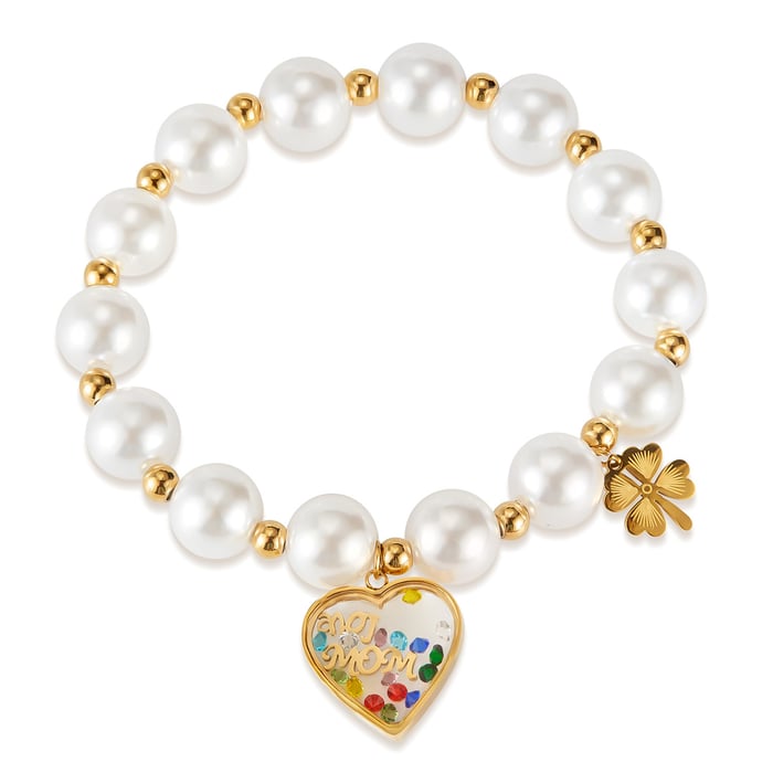 1 Stück Simple Series Daily Heart Edelstahl Goldfarben Damen Charm Armbänder