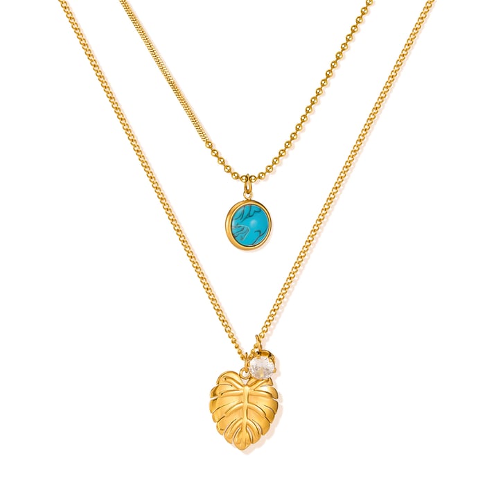 1 Stück Simple Series Tägliche geometrische Edelstahl Goldfarbene mehrlagige Halsketten für Damen