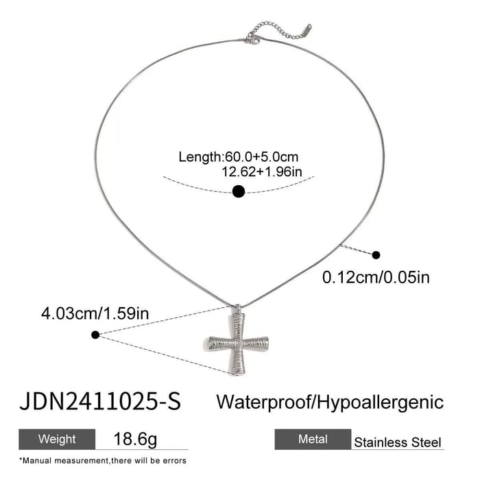 1 Piece Modern Series Daily Streamline Cross Stainless Steel Gold Color Women's Pendant Necklaces