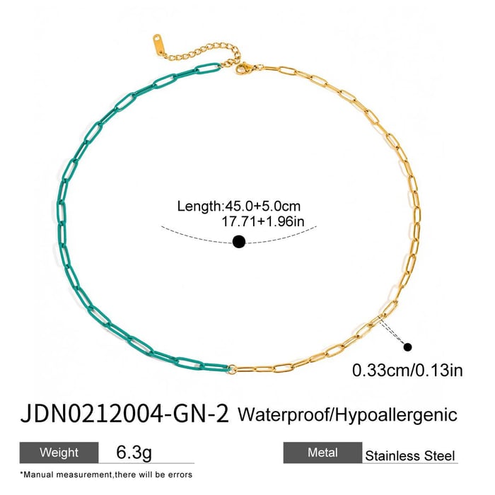 1 Piece Polychrome Series Vogue Contrast Color Stainless Steel Gold Color  Women's Chain Necklaces