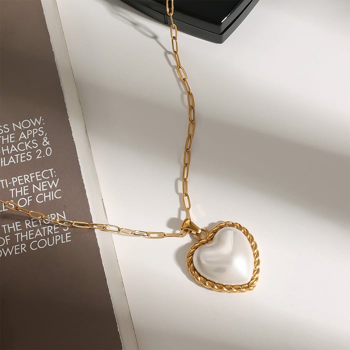 1 Stück Romantische Serie Süße Liebe/Herzform Edelstahl Gold Farbe Damen Anhänger Halsketten h5Bild2