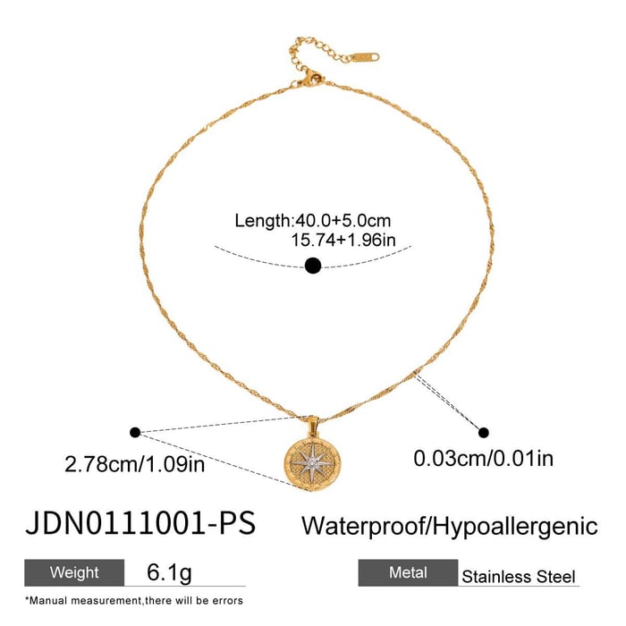 1 Piece Luxurious Series Chic Eight-pointed Star Stainless Steel Gold & Silver Color Women's Pendant Necklaces