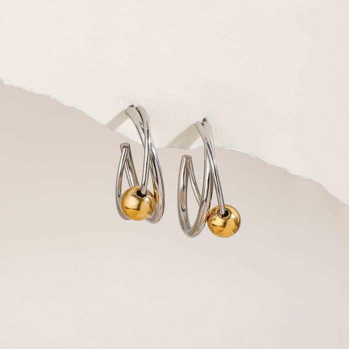 1 paar einfache serie style ringförmige creolen aus edelstahl in goldfarbe für damen h5Bild2