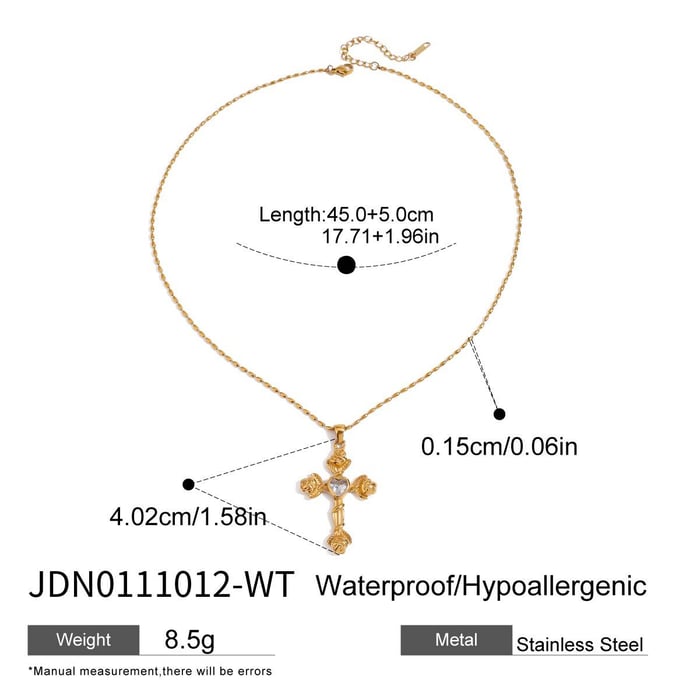1 Piece Luxurious Series Fascinating Ross Cross Stainless Steel Gold Color Women's Pendant Necklaces