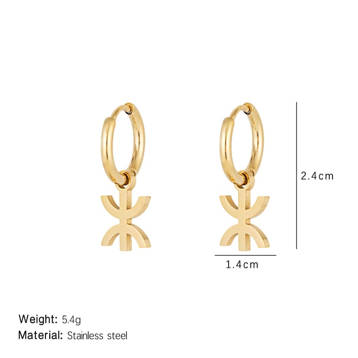 1 Pair Modern Series Sleek Geometric Titanium Steel Gold Color Women's Drop Earrings Picture2