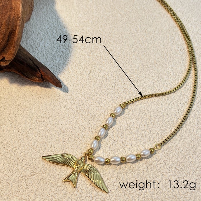 1 Piece Bird Stainless Steel Gold Color Women's Pendant Necklaces