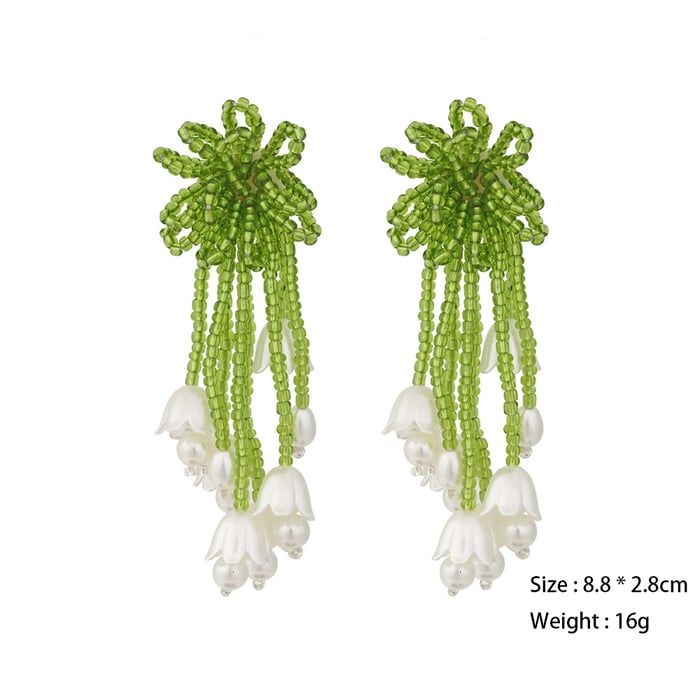 1 Pair Romantic Beaded Flower Tassel Earrings h5Picture2
