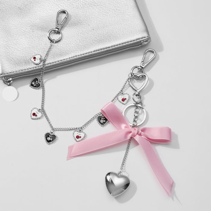 1 pezzo di ciondolo per borsa da donna in lega con fiocco dolce, serie semplice