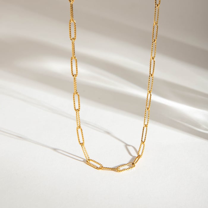 1 Stück Simple Series Simple Chain Edelstahl Goldfarben Damenketten h5Bild2