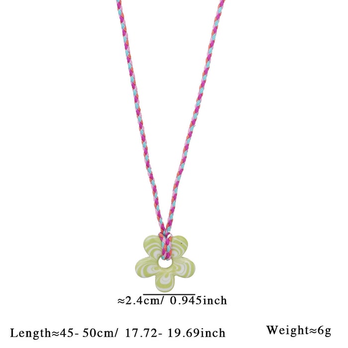 1 Piece Glamorous Series Sweet Ripple Textured Flower Glass Women's Pendant Necklaces