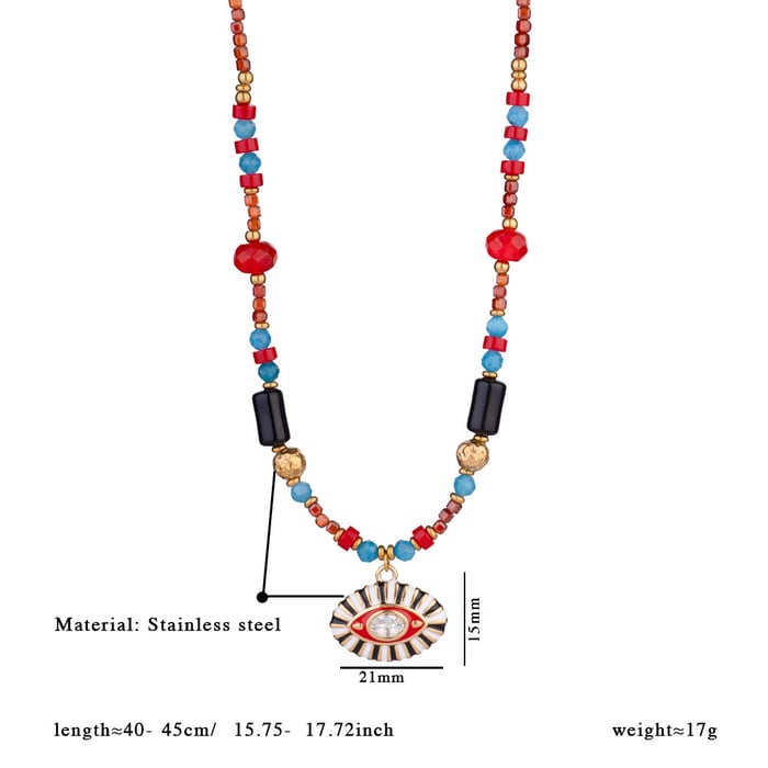 1 Piece Radiant Series Retro Chic Eye Stainless Steel Gold Color Women's Beaded Necklaces