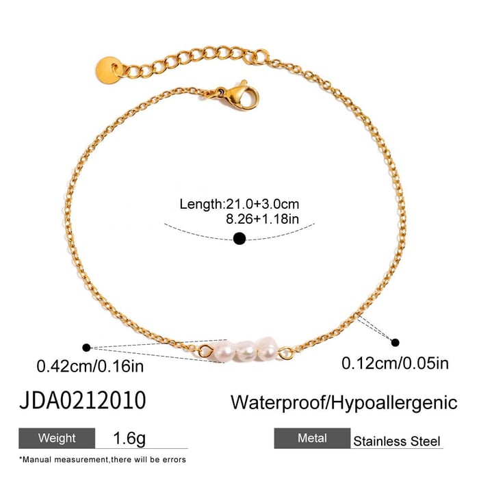 1 Piece Beads Stainless Steel Gold Color Women's Anklets